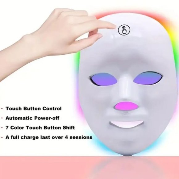 LED Face Mask 7 Colors Light Rejuvenation Facial Skin Care Mask (Rechargeable) - Picture 8 of 15